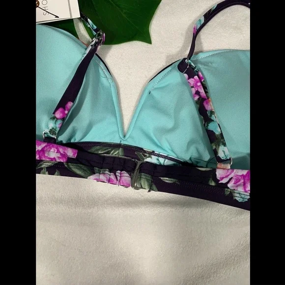 NWD‎ $20 Shade & Shore V Wire Floral Bralette Bikini Top [ SZ Medium ] #3288 - Picture 8 of 12
